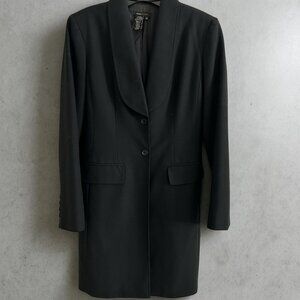 BCBGMAXAZRIA Black Shawl-Collar Long Blazer Coat | Size 0